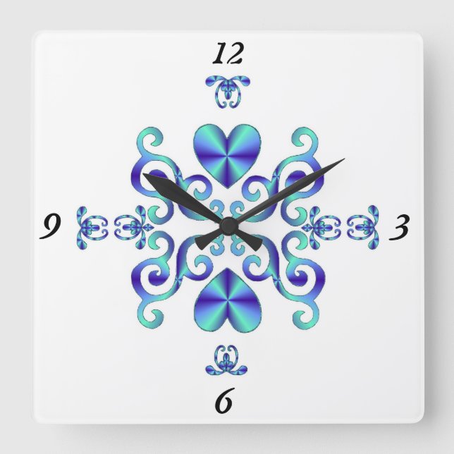 Horloge Carrée Rainbow Lily and Heart (Recto)