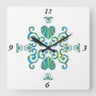 Horloge Carrée Rainbow Lily and Heart