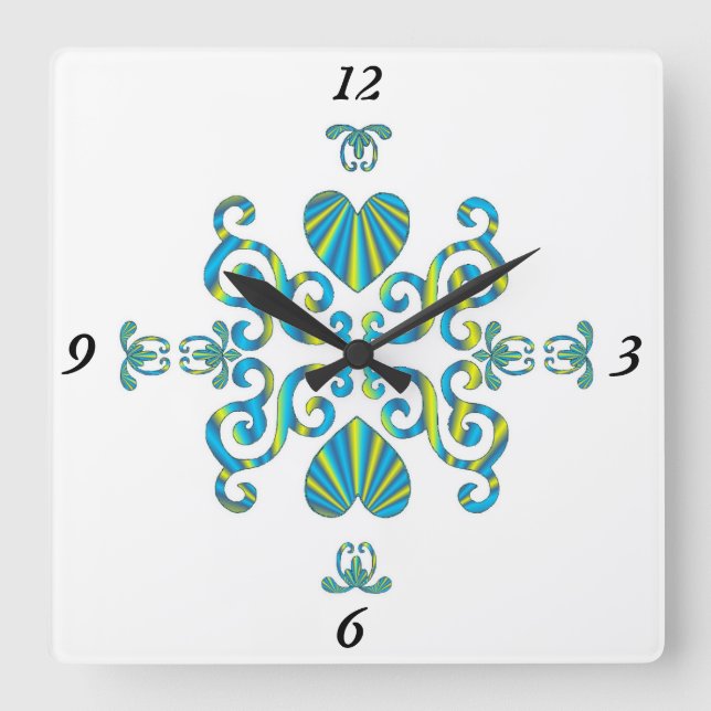 Horloge Carrée Rainbow Lily and Heart (Recto)