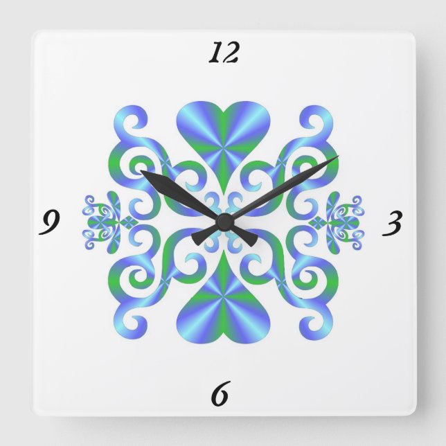 Horloge Carrée Rainbow Lily and Heart (Recto)
