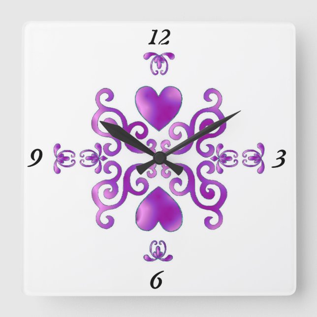 Horloge Carrée Rainbow Lily and Heart (Recto)