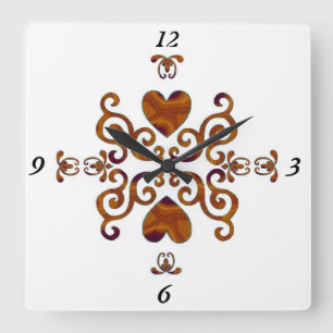 Horloge Carrée Rainbow Lily and Heart