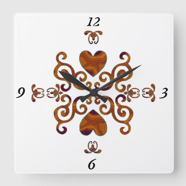 Horloge Carrée Rainbow Lily and Heart (Recto)