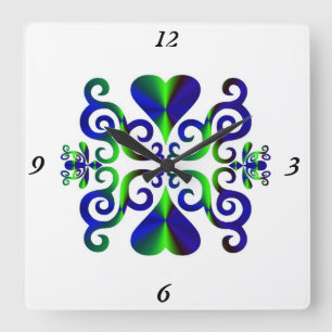 Horloge Carrée Rainbow Lily and Heart