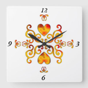 Horloge Carrée Rainbow Lily and Heart