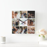 Horloge Carrée Rainbow 'LOVE YOU DADDY' Photo Collage Keepsaké<br><div class="desc">Créez votre propre cadeau de Fête des pères spécial avec cette simple horloge murale collage photo. Avec 8 photos carrés avec la typographie moderne arc-en-ciel 'LOVE YOU DADDY' et personnalisez avec année.</div>