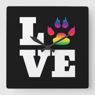 Horloge Carrée Rainbow paw