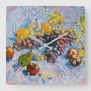 Horloge Carrée Raisins, citrons, poires et pommes, Van Gogh