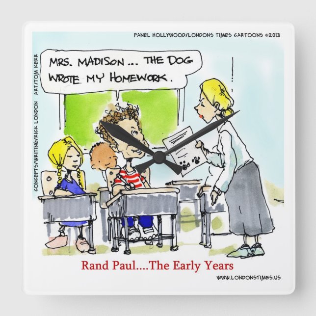 Horloge Carrée Rand Paul The Early Years Funny Wall Clock (Recto)