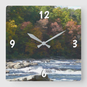 Horloge Carrée Rapides de la rivière Ohiopyle en automne Pennsylv