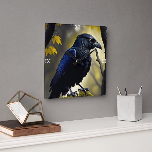 Horloge Carrée Raven rustique - Natures Guardian (Bureau)