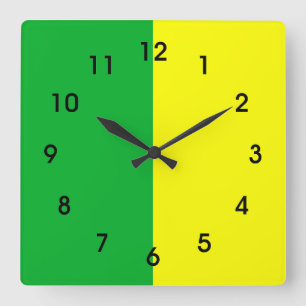 Horloge Carrée Rayé vert et jaune