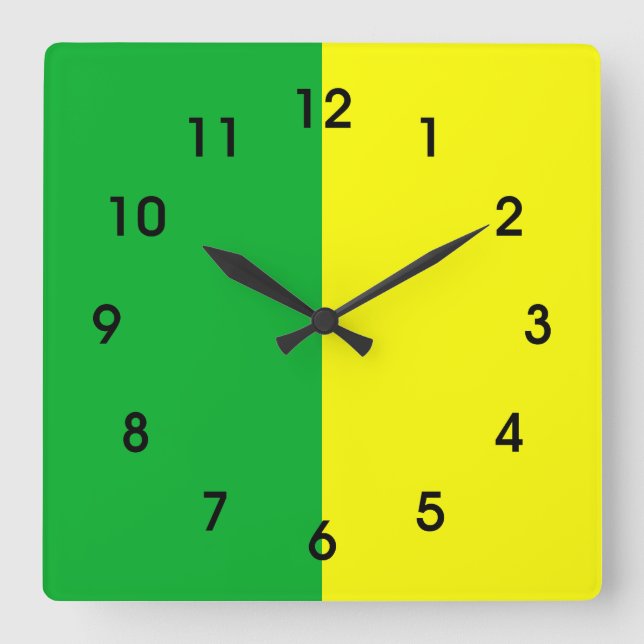 Horloge Carrée Rayé vert et jaune (Recto)