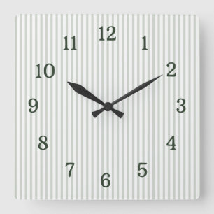 Horloge Carrée Rayure verticale simple minimaliste vert sauge