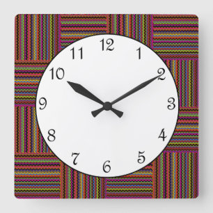 Horloge Carrée Rayure Zig Zag tissée