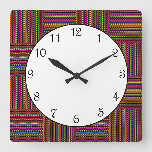 Horloge Carrée Rayure Zig Zag tissée (Recto)