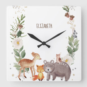 Horloge Carrée Rayures d'animaux des bois