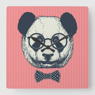 Horloge Carrée Rayures de panda