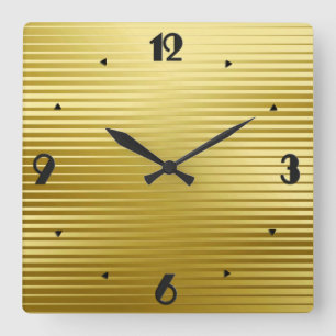 Horloge Carrée Rayures de satin d'or d'art déco