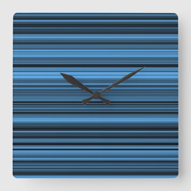 Horloge Carrée Rayures Noir Bleu (Recto)