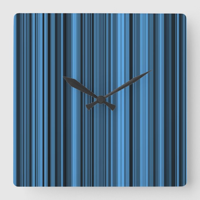 Horloge Carrée Rayures Noir Bleu (Recto)