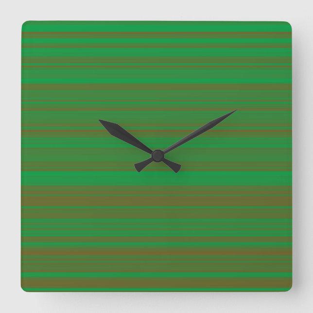 Horloge Carrée Rayures Vert Marron (Recto)