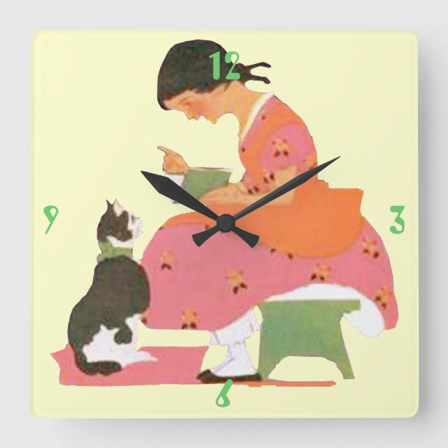 Horloge Carrée READING to KITTY (Recto)