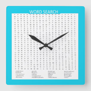 Horloge Carrée Recherche de mots simples sur la bordure de couleu