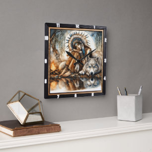 Horloge Carrée Récit amérindienne : La paix au crépuscule de Will