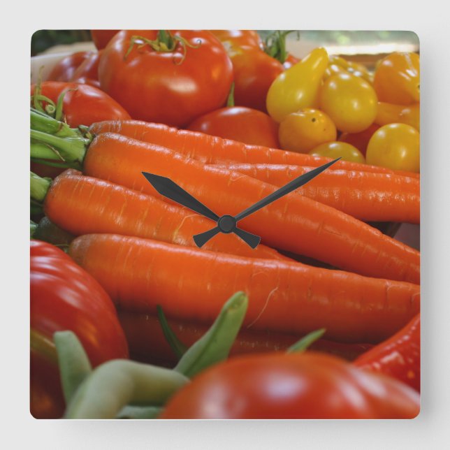 Horloge Carrée Récolte de légumes frais (Recto)