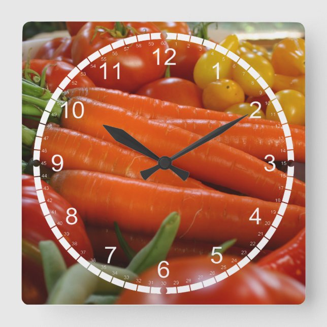 Horloge Carrée Récolte de légumes frais (Recto)