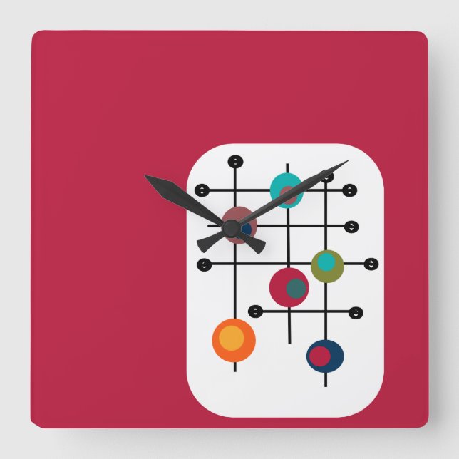 Horloge Carrée Rectangle du milieu du siècle  (Recto)