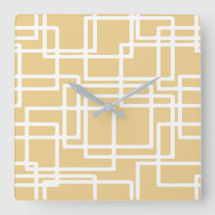 Horloge Carrée Rectangles Blancs Rétro Modernes Sur Chameau