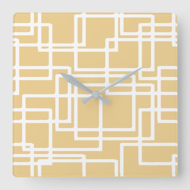 Horloge Carrée Rectangles Blancs Rétro Modernes Sur Chameau (Recto)