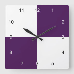 Horloge Carrée Rectangles royales violettes et blanches