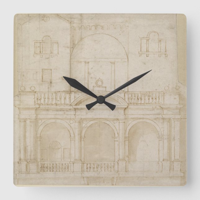 Horloge Carrée Recto : Conception architecturale (villa Madama) (Recto)