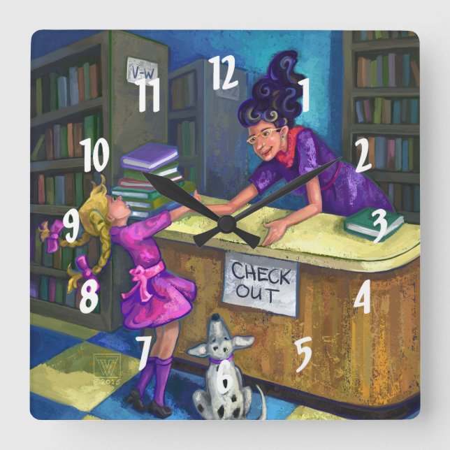 Horloge Carrée Récupération de la bibliothèque (Recto)