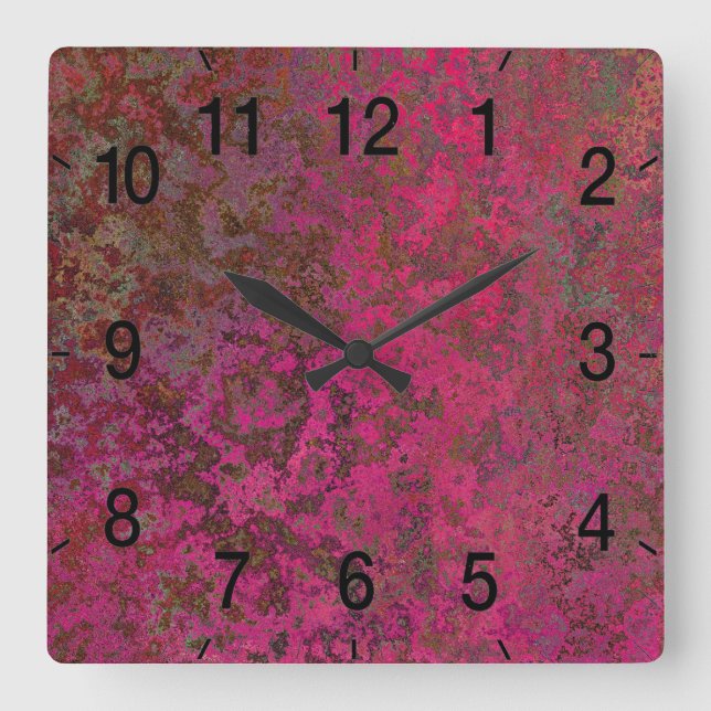 Horloge Carrée Red and purple abstract (Recto)
