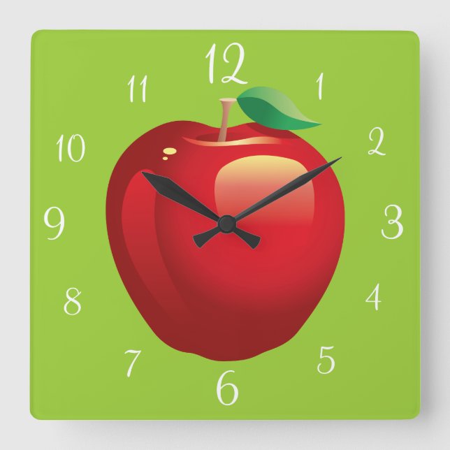 Horloge Carrée Red Apple Square Wall Clock (Recto)