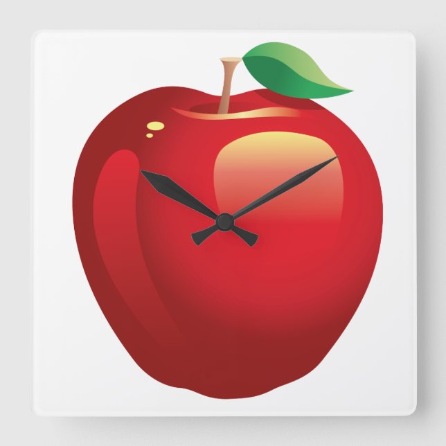 Horloge Carrée Red Apple Square Wall Clock (Recto)