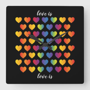 Horloge Carrée red heart witkel pattern