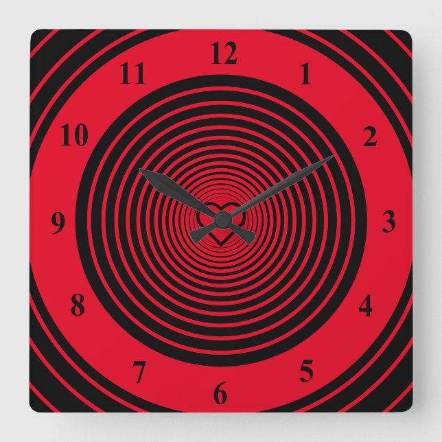 Horloge Carrée Red Love Circles (Recto)