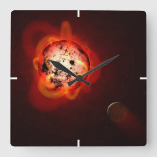 Horloge Carrée Red Nwarf Star Orbité Par Une Hypothétique Exoplan