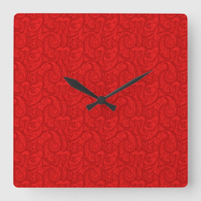 Horloge Carrée Red Paisley (Recto)