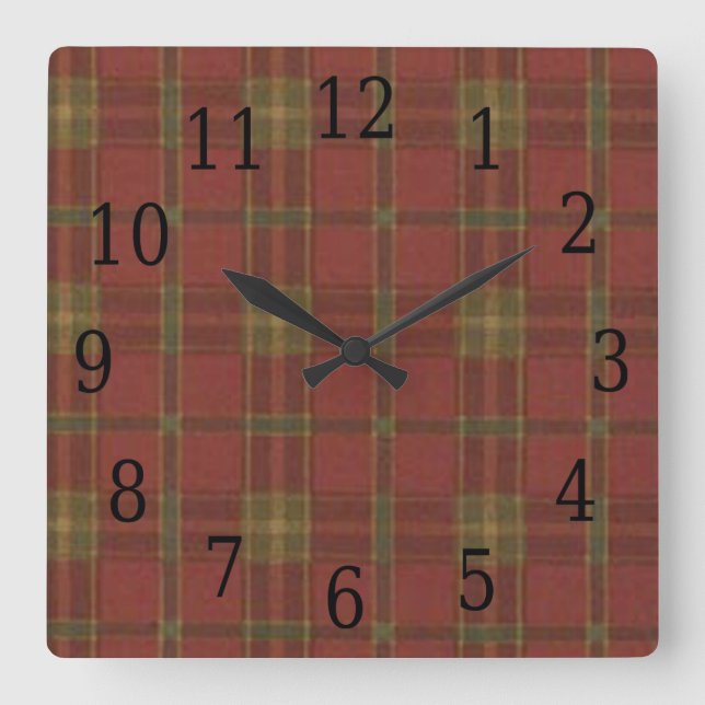 Horloge Carrée Red Plaid (Recto)