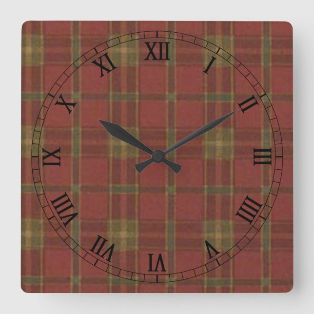 Horloge Carrée Red Plaid Square (Recto)