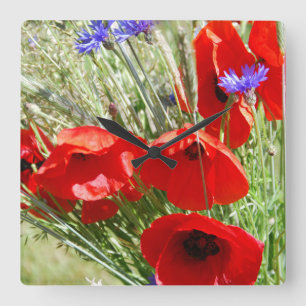 Horloge Carrée Red Poppy, Cottage Garden photo