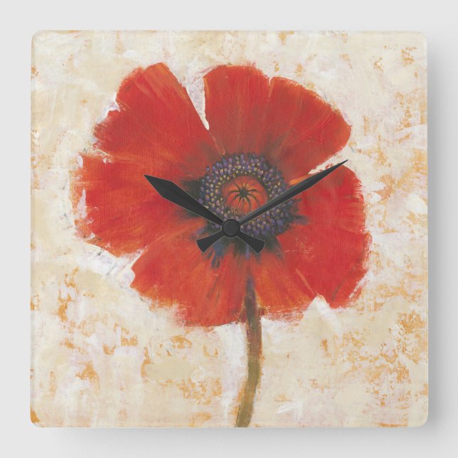 Horloge Carrée Red Poppy Portrait (Recto)