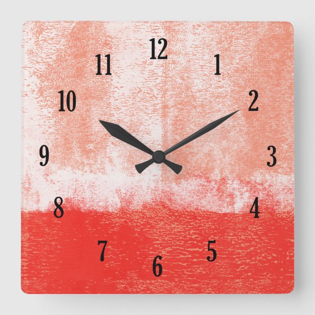 Horloge Carrée Red rolled paint clock (Recto)