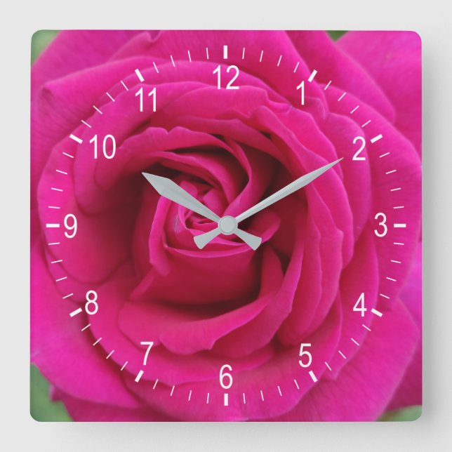 Horloge Carrée Red rose flower square wall clock (Recto)